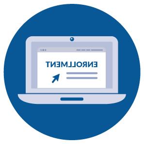Graphic of a laptop open to a webpage with the word Enrollment at the top