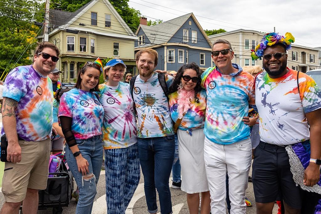 A group of graduate students at the 2022 Pride Parade in Portland, Maine
